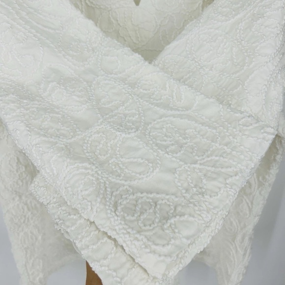 Soft Surroundings Split Neck Top 2X White Embroidered Lined Boho Peasant Career - Picture 9 of 14